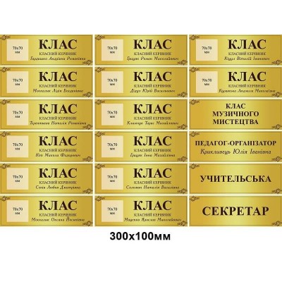 Табличка на дверь золотая с карманчиком